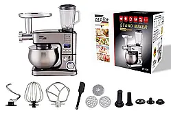 Чорний Кухонний комбайн Zepline 4200 Вт 7в1 на 6 літрів ZP-135 з дисплеєм