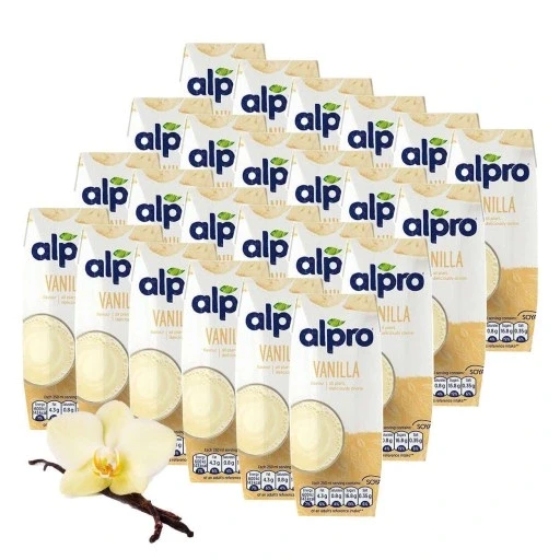 Набір 24 штук рослинний соєвий напій з кальцієм зі смаком ванілі Alpro Vanilla 24x250ml, фото 1