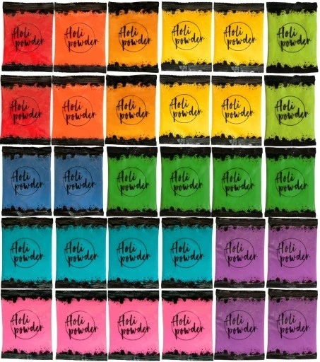 Набір 30 штук Holi Powder кольорові порошки Holi Mix пакет 30 штук на фестиваль кольорів