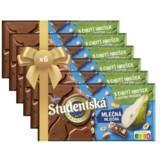 Набір 6 штук студентська молочна шоколадка з грушею та горіхами 6шт