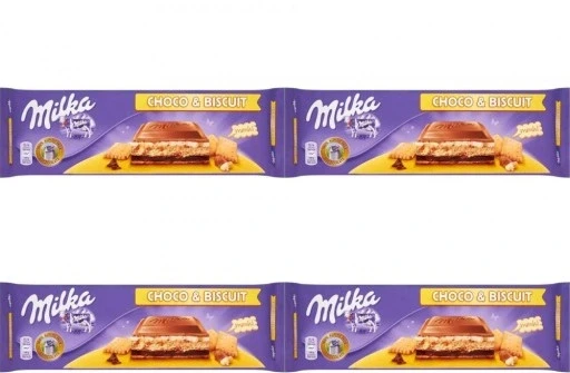 Набір з 4 штук молочного шоколаду Schoko&keks Milka з какао і печивом плитка 300г X4