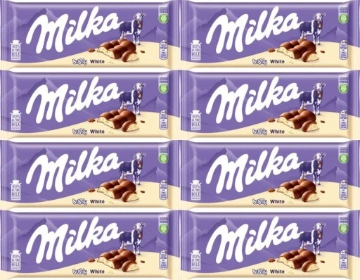 Комплект з 8 штук молочного шоколаду Milka Bubbly Milk & White 95g X8, фото 1
