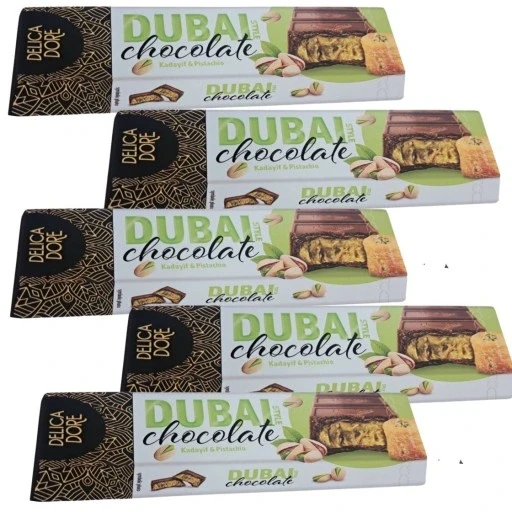 Набір 5 штук 5xdelicadore 70g шоколад "дубай" з пістачіями та кадайіф новинка