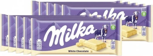 Набір 10 штук біла чоколада Milka White Chocolate Alpejskie Mleko плитка 90г X10