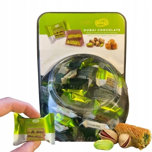 Болці дубай чоколадні міні-шоколадки зі горіхами пістачі 16г х 75 штук труба