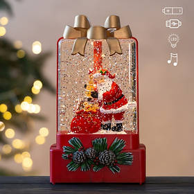 Новорічний ліхтар з підсвіткою та музикою "Святковий бант", 18 см