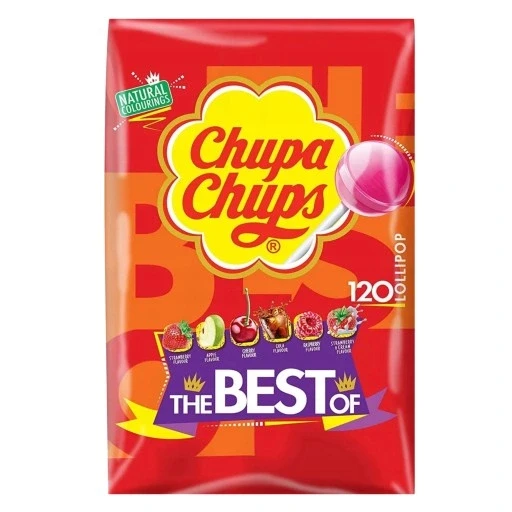 Chupa Chups цукерки-лізаки змішані смаки кола яблуко полуниця вишня 120 шт.