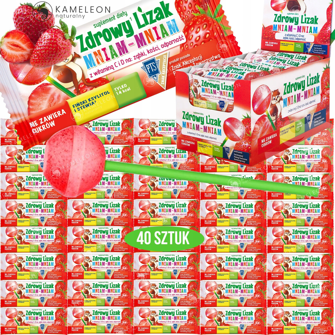 Здоровий льодотринць куля полуниця без цукру 40 шт.