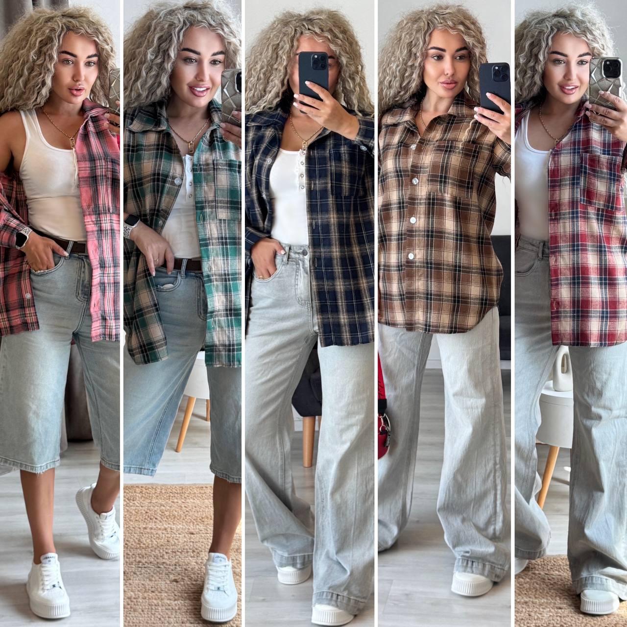 Сорочка в клітинку тканина - турецька фланель котон Туреччина Модель: 771-983, фото 1