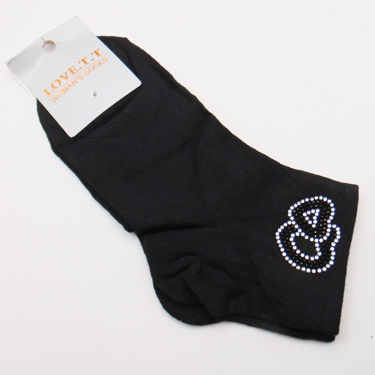 Шкарпетки зі стразами серця 36-41 білі Love TT, фото 1