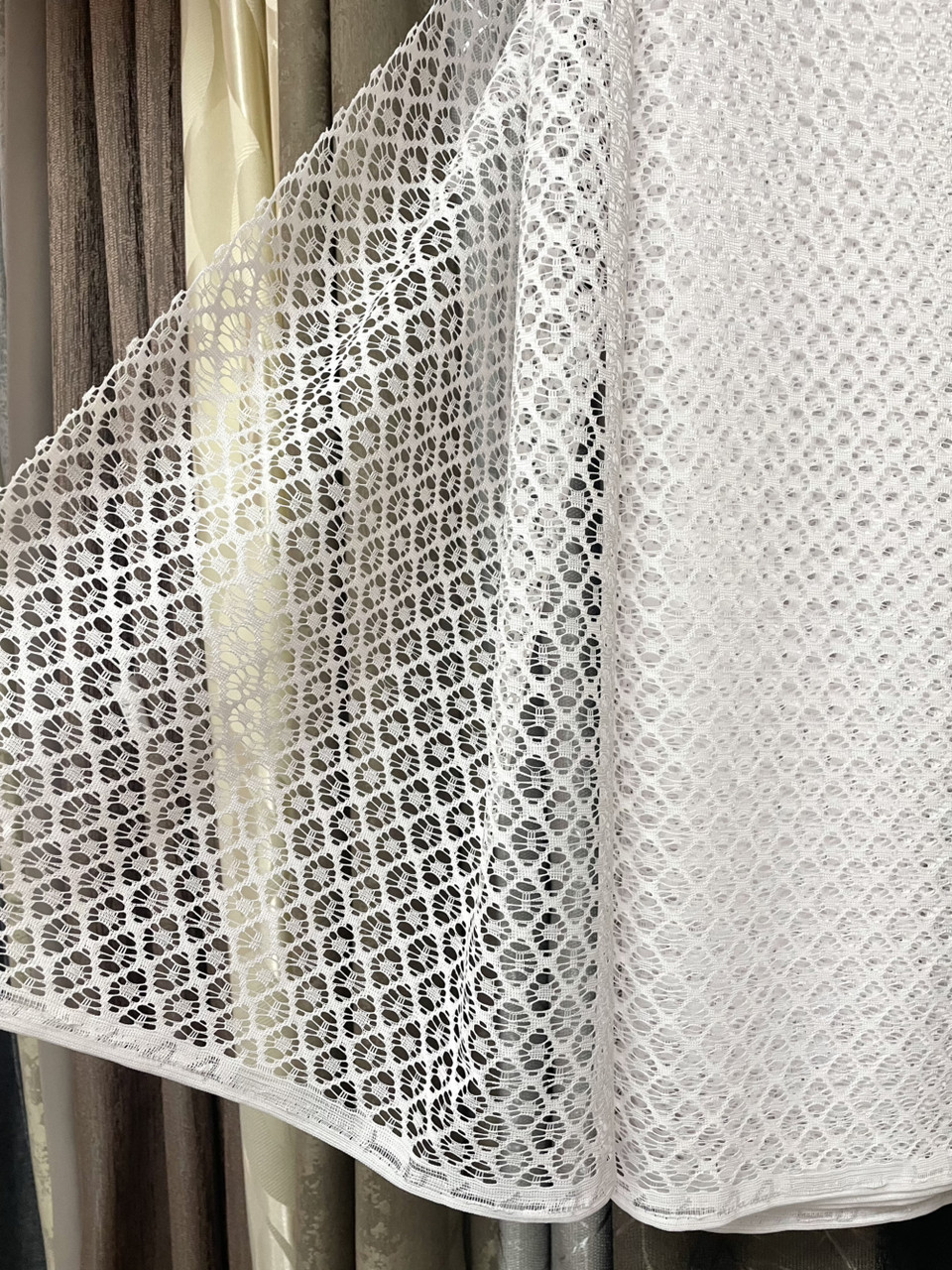 Тюль сітка біла висота 1,50 м ажурна для кухні, веранди, фото 1