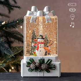 Новорічний ліхтар з підсвіткою та музикою "Святковий бант", 18 см