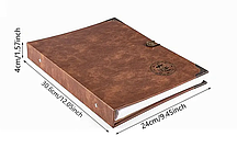Альбом для монет і банкнот на кільцях 40 сторінок 30,5×24×4 см коричневий, шкіряна обкладинка, книга для колекціонування