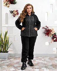 Жіночий теплий костюм штани джогери+жител NOBILITAS 50-64 чорного кольору