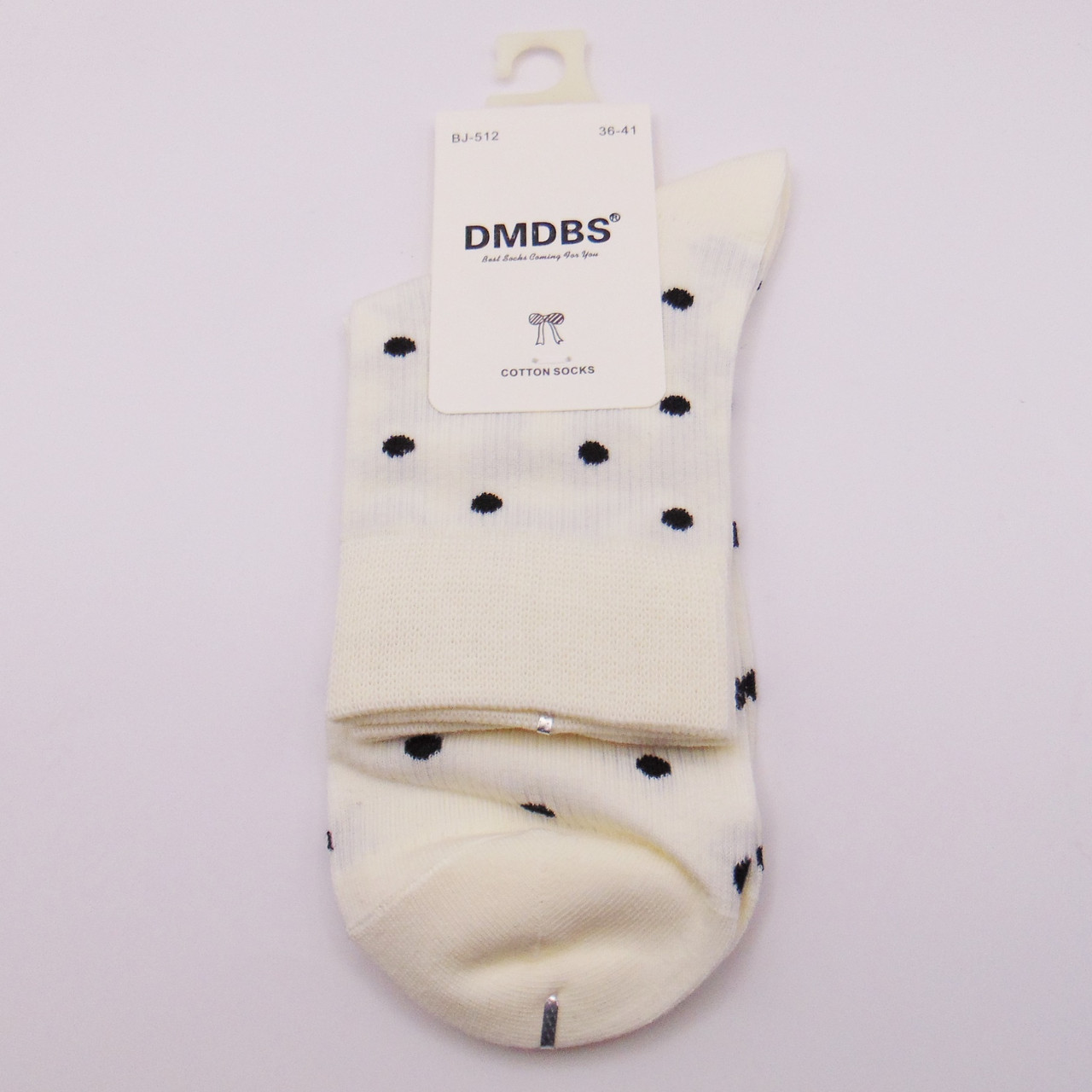 Бавовняні шкарпетки в горошок 36-41 молочні Dmdbs 512, фото 1