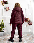 Жіночий теплий костюм штани джогери+жител NOBILITAS 50-64 бордового кольору, фото 4