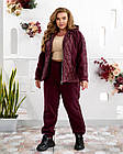 Жіночий теплий костюм штани джогери+жител NOBILITAS 50-64 бордового кольору, фото 3