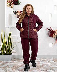 Жіночий теплий костюм штани джогери+жител NOBILITAS 50-64 бордового кольору