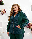 Жіночий теплий костюм штани джогери+жител NOBILITAS 50-64 смарагдового кольору, фото 2