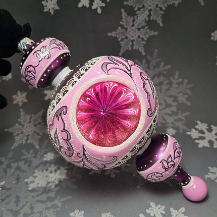 Скляна іграшка Елегантний Королівський Жезл Рожева Фантазія pучна робота, фото 1