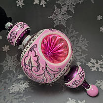 Скляна іграшка Елегантний Королівський Жезл Рожева Фантазія pучна робота, фото 5