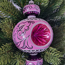 Скляна іграшка Елегантний Королівський Жезл Рожева Фантазія pучна робота, фото 4