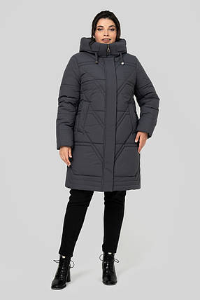 Жіноче зимове пальто прямого крою з капюшоном Паула, розміри 50-60, фото 1