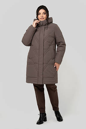 Жіноче зимове пальто прямого крою з капюшоном Паула, розміри  50-60, фото 1