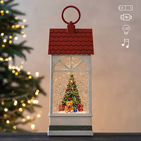 Новорічний ліхтар з підсвіткою та музикою "Святкова ялинка", 31 см