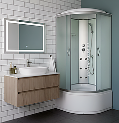 Гідромасажний бокс 90х90х210 см душова кабіна матове скло з глибоким піддономм