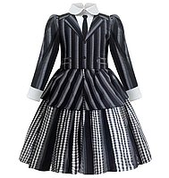 Дитяча сукня Венздей 2 сезон Wednesday Addams чорна у смужку з підкладкою, костюм для дівчинки 120 см