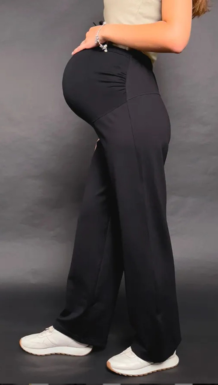 Утеплені штани палаццо для вагітних трикотажні чорного кольору XL (48–50), фото 1
