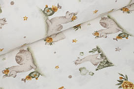 Фланель Лами, жовті квіти, веселки на білому, ширина 240 см