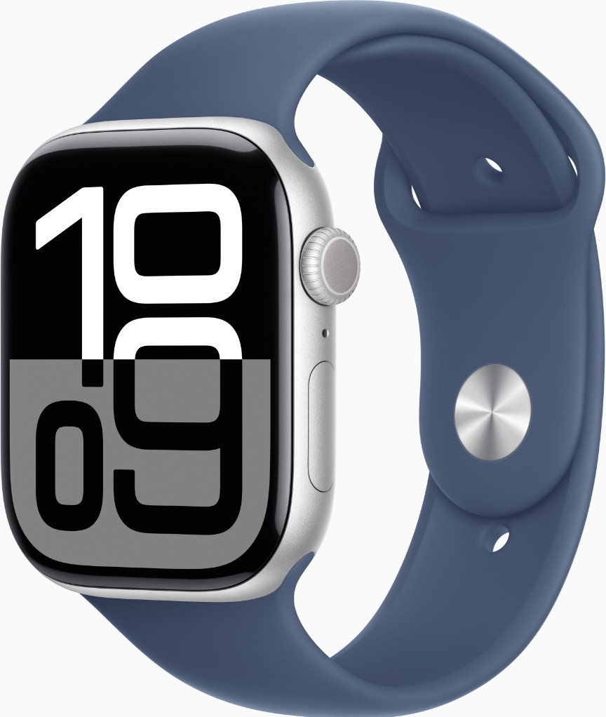 Apple Watch 10 46mm Silver Alu. Case w. Denim Sport Band - M/L (MWWM3) Розумний годинник, фото 1