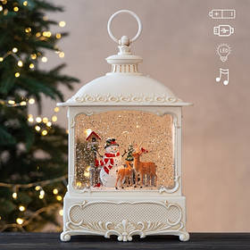 Новорічний ліхтар з підсвіткою та музикою "Зимова історія", 30 см