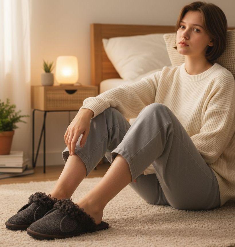 Тапочки жіночі домашні PaGo коричневі закритий носок барашек, фото 1