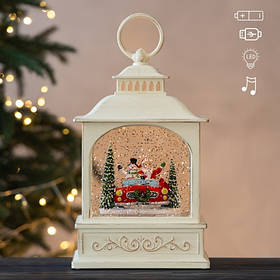 Новорічний ліхтар з підсвіткою та музикою "Сяйво зимової казки", 24,5 см