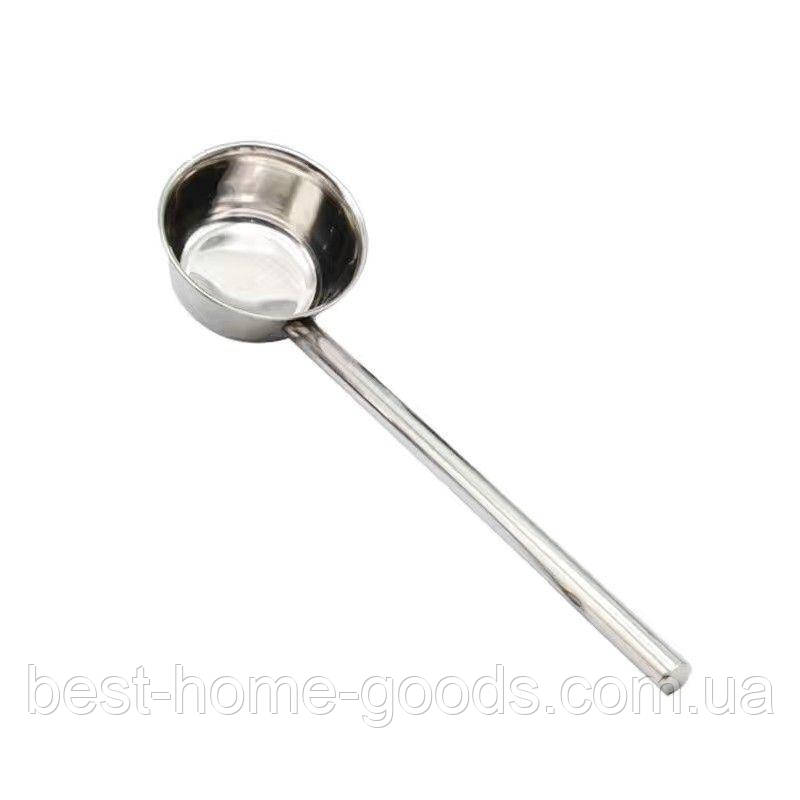 Ложка черпак для води з нержавіючої сталі 14 см | Довга ручка 45 см | Кухонна ложка 12 см | Великий ополоник, фото 1