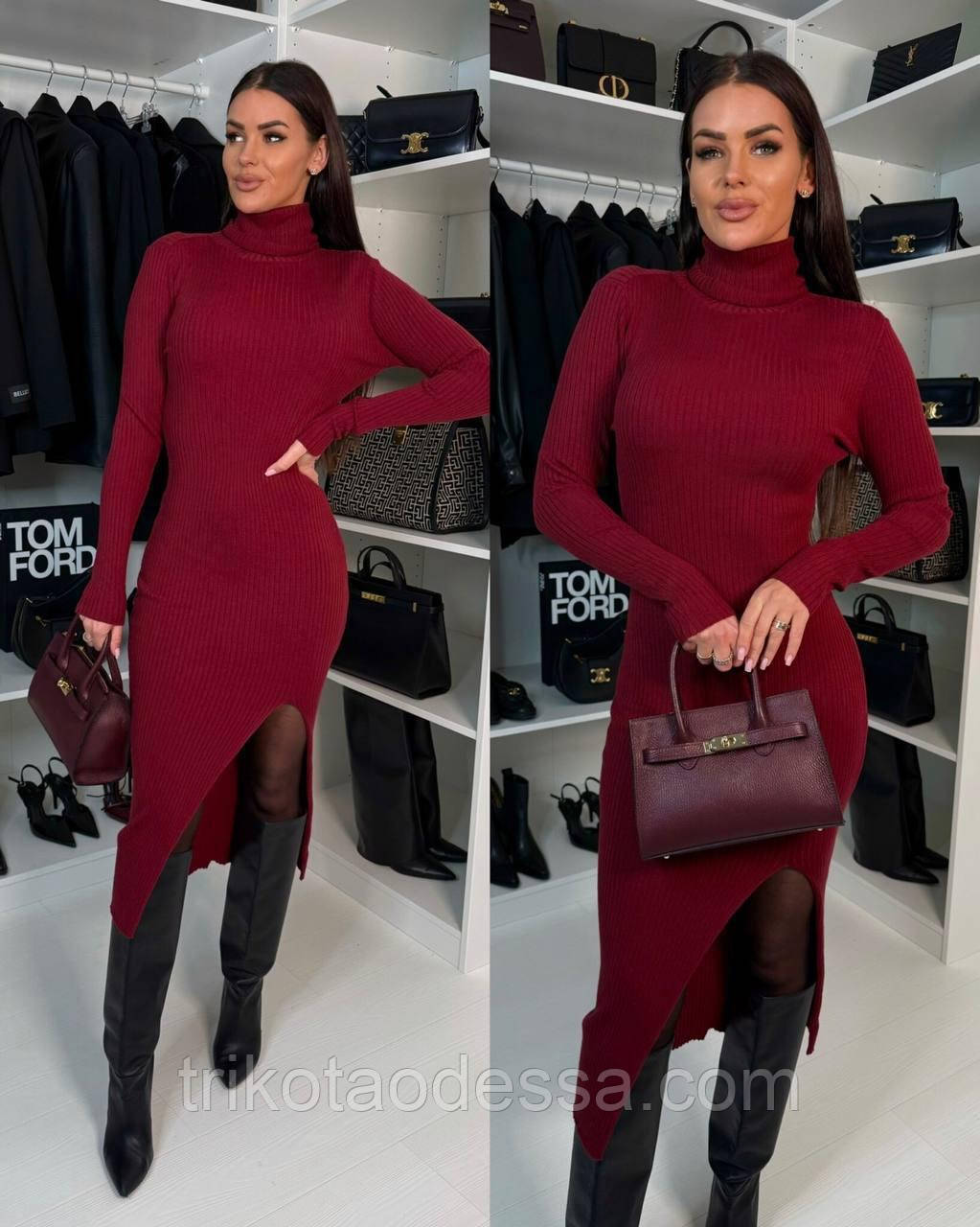 Сукня жіноча з розрізом 602ум р.42-48 New теплі, фото 1