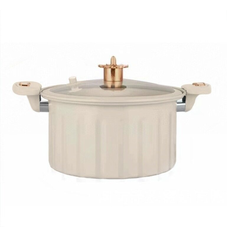 Каструля ROMA з антипригарним покриттям і загартованою скляною кришкою (28 см, м’ятна / бежева)