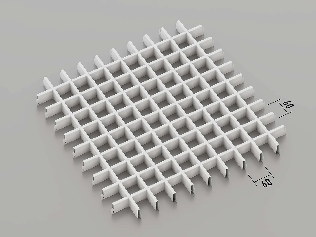Підвісна стеля Грильято 60*60 Білий RAL 9003
