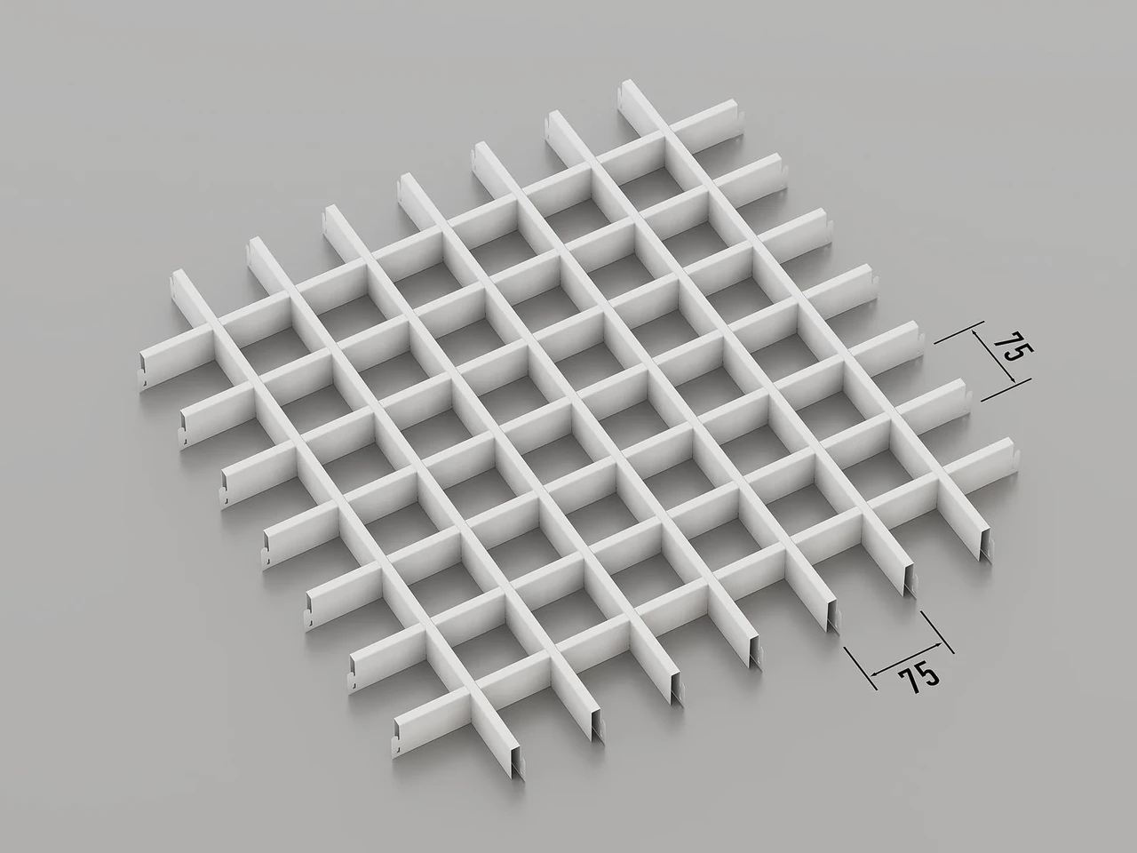Підвісна стеля Грильято 75*75 Білий RAL 9003