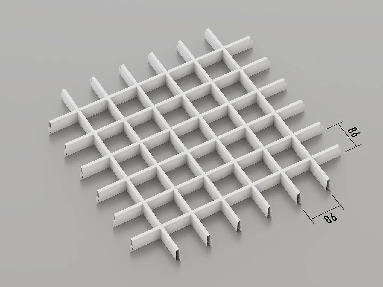 Підвісна стеля Грильято 86*86 Білий RAL 9003