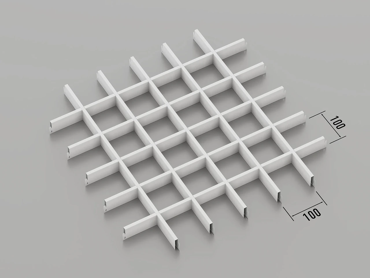 Підвісна стеля Грильято 100*100 Білий RAL 9003