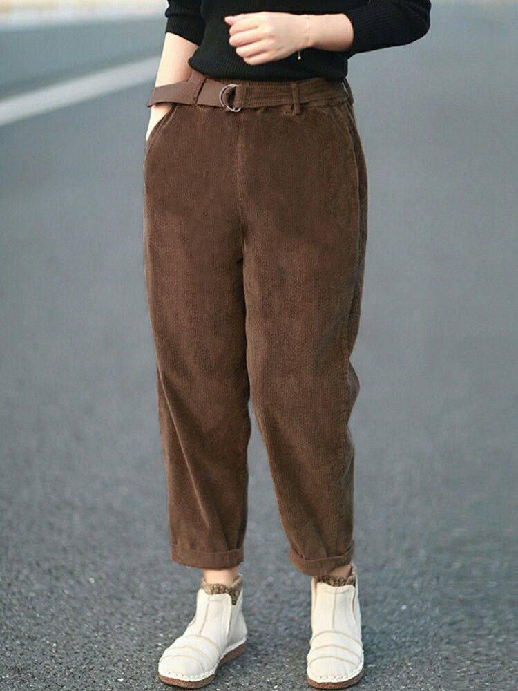 Жіночі теплі вельветові брюки на флісі великого розміру, фото 1