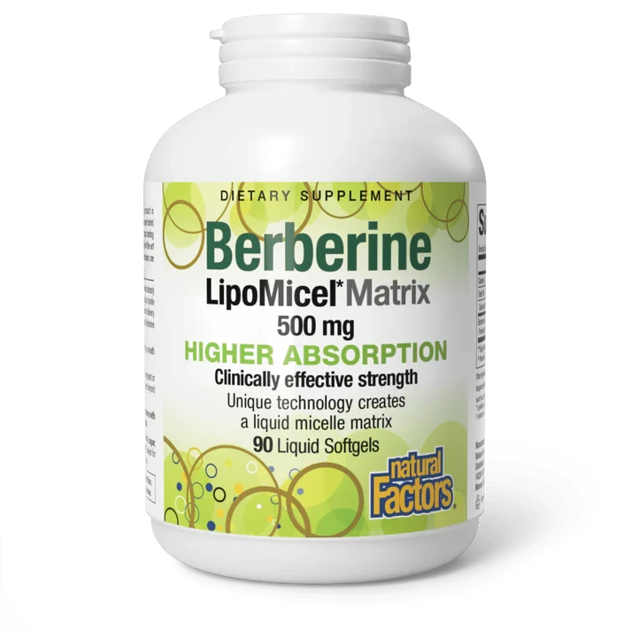 Natural Factors Berberine LipoMicel Matrix 90 Liquid Softgels, фото 1