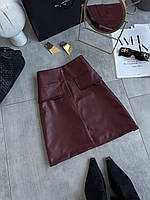 Женская Базовая и стильная юбка,42-44, 46-48, бордо, черный, матовая эко кожа.