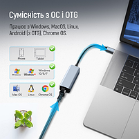 Адаптер мережевий ColorWay USB-A/USB-С 3.0 - RJ45 Gigabit Ethernet, фото 2