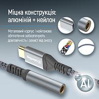 Адаптер перехідник ColorWay USB-C to 3.5 мм Female Audio 14 см сірий, фото 9
