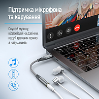 Адаптер перехідник ColorWay USB-C to 3.5 мм Female Audio 14 см сірий, фото 8
